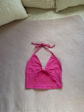 Bright Pink Halter Crop Top